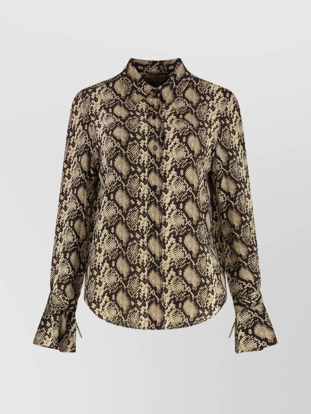 Nili Lotan Carla Silk Snake Print Shirt Blouse Buck Cuff Small